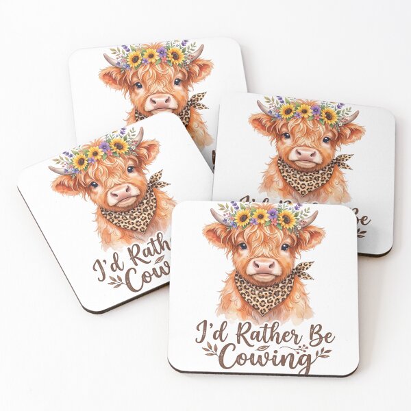 Item preview, I’d Rather Be Cowing Cute Highland Cow designed and sold by PixelModeShop.