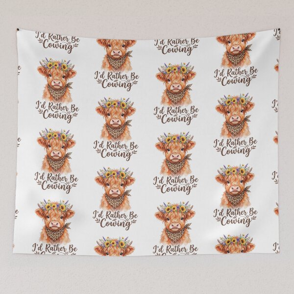 Item preview, I’d Rather Be Cowing Cute Highland Cow designed and sold by PixelModeShop.