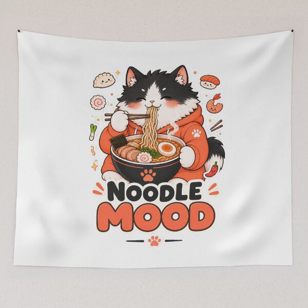 Item preview, Ramen Cat Noodle Mood Cute Cat Sticker designed and sold by MoodCats.