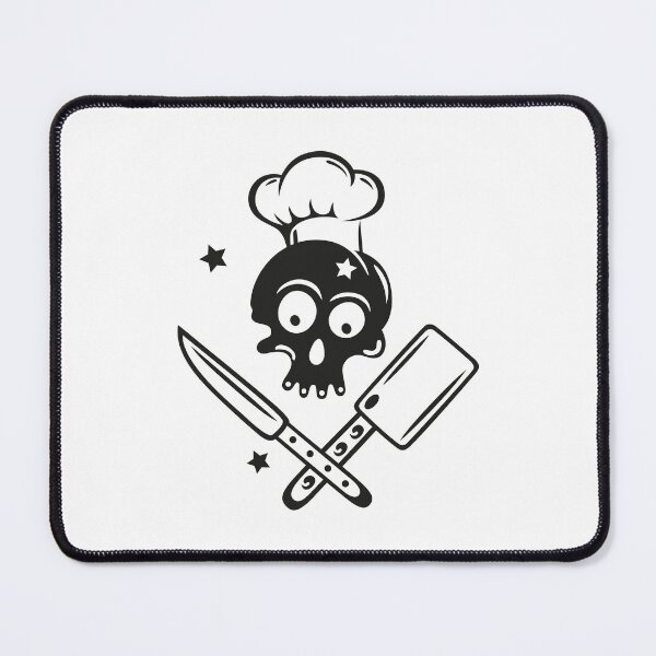 Item preview, Skull with cooking hat, knives and stars. designed and sold by Christine Krahl.