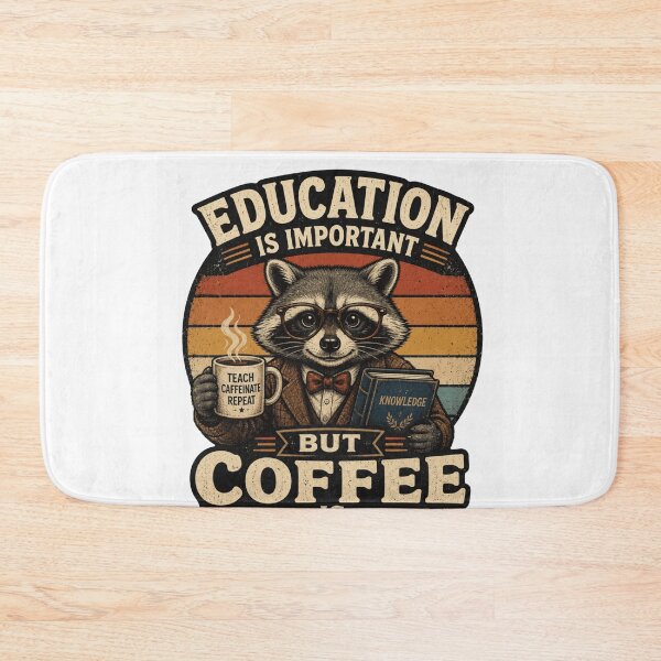 Item preview, Education Is Important But Coffee Is Importanter Raccoon designed and sold by PixelModeShop.