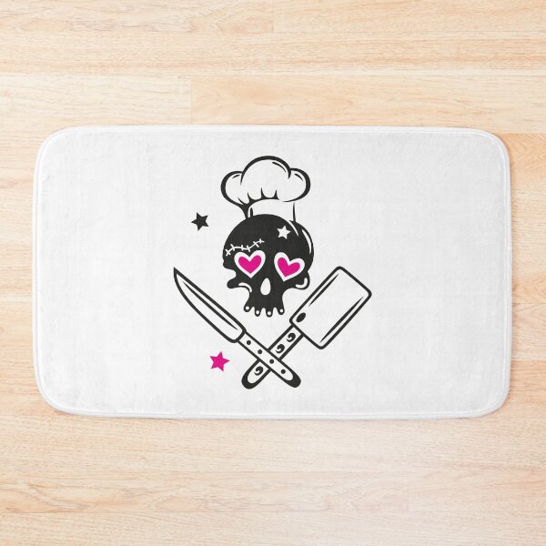 Item preview, Skull girlie with cooking hat, hearts, knives and stars. designed and sold by Christine Krahl.