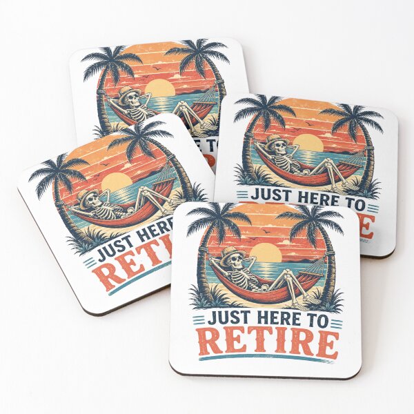 Item preview, Just Here To Retire Tropical Skeleton designed and sold by PixelModeShop.