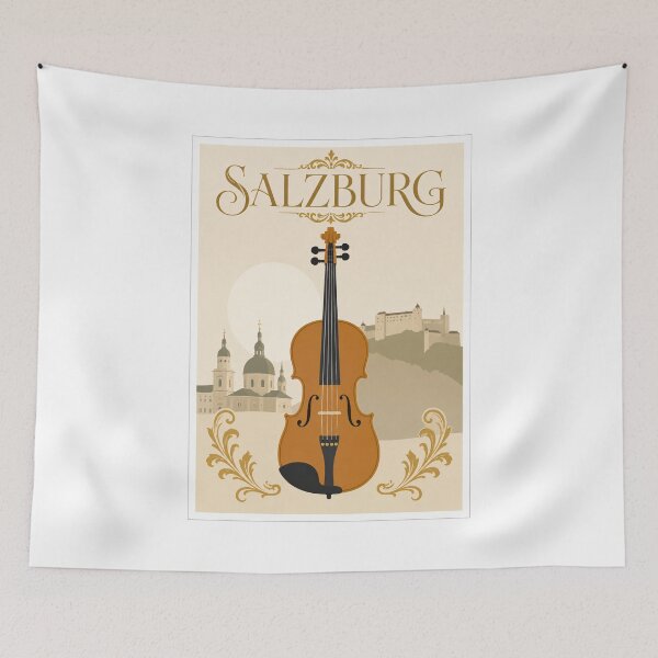 Item preview, Salzburg Violin Mozart Austria Travel Poster designed and sold by Beyond Destinations.