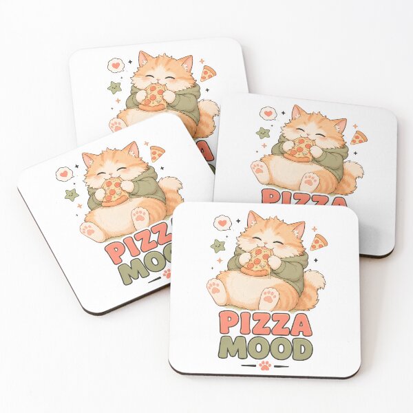 Item preview, Pizza Cat Cute Cat Eating Pizza Sticker designed and sold by MoodCats.