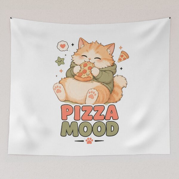 Item preview, Pizza Cat Cute Cat Eating Pizza Sticker designed and sold by MoodCats.