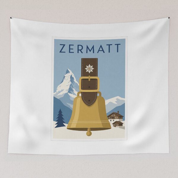 Item preview, Zermatt Swiss Cowbell Matterhorn Travel Poster designed and sold by Beyond Destinations.