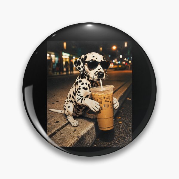 Item preview, Funny Dalmatian Drinking Iced Coffee designed and sold by Luxuriouss.