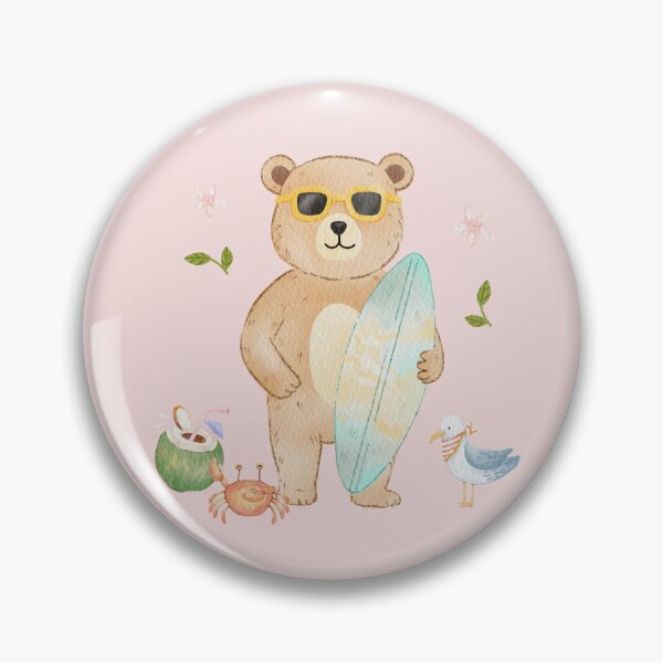 Item preview, Cute Summer Bear Watercolor Illustration | Surfing Bear Beach Art | Kawaii Animal Design designed and sold by SaitonG.