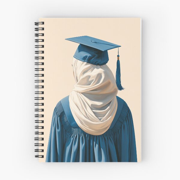 Item preview, Elegant Graduate in Hijab Blue Cap & Gown Illustration  designed and sold by junkydotcom.