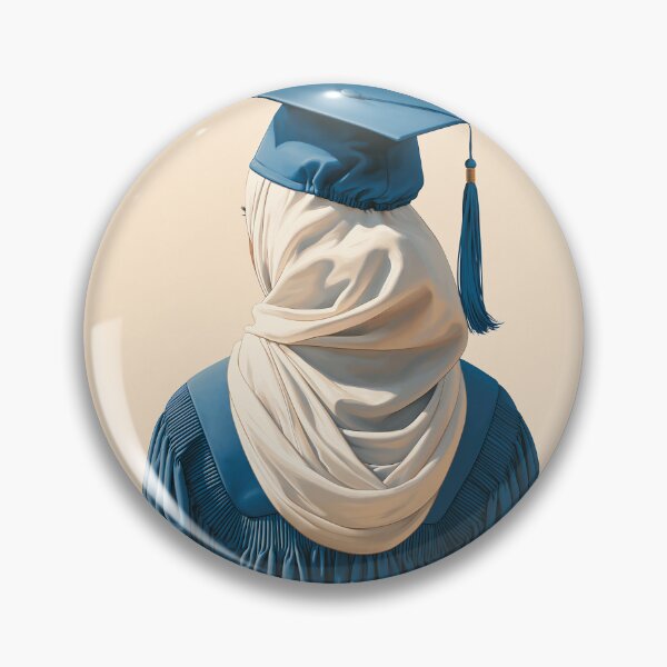 Item preview, Elegant Graduate in Hijab Blue Cap & Gown Illustration  designed and sold by junkydotcom.