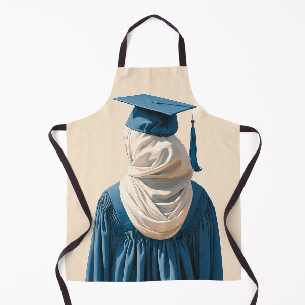 Item preview, Elegant Graduate in Hijab Blue Cap & Gown Illustration designed and sold by junkydotcom.