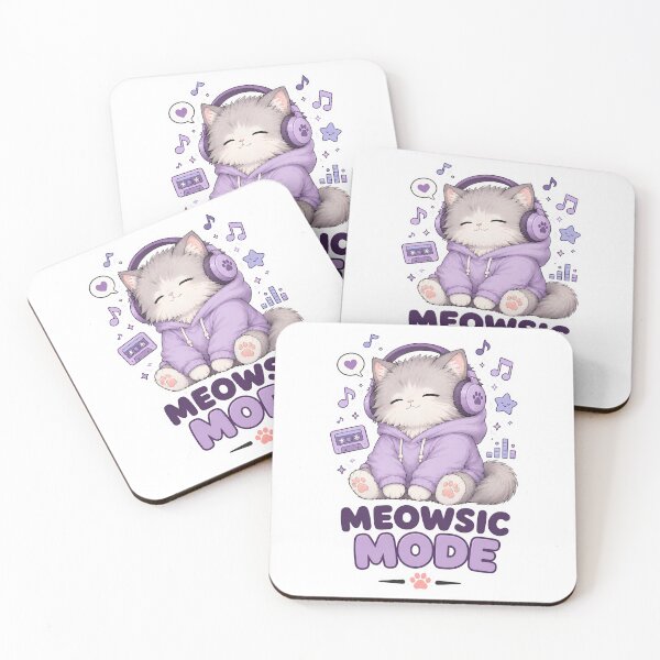 Item preview, Music Cat With Headphones Meowsic Mode Sticker designed and sold by MoodCats.