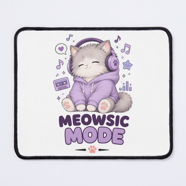 Item preview, Music Cat With Headphones Meowsic Mode Sticker designed and sold by MoodCats.