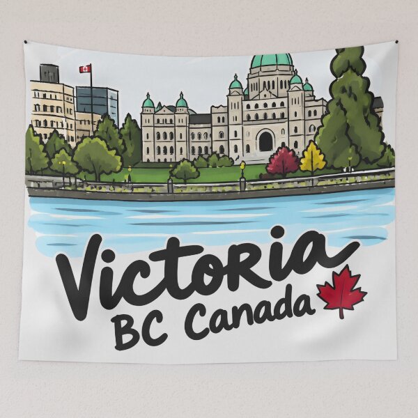 Item preview, Victoria BC Canada Cute Colorful Skyline Parliament Buildings Pride designed and sold by HowToCanadian.