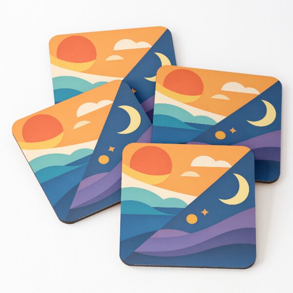Item preview, Geometric Sun and Crescent Moon Landscape designed and sold by InkSmithery.