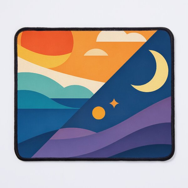 Item preview, Geometric Sun and Crescent Moon Landscape designed and sold by InkSmithery.