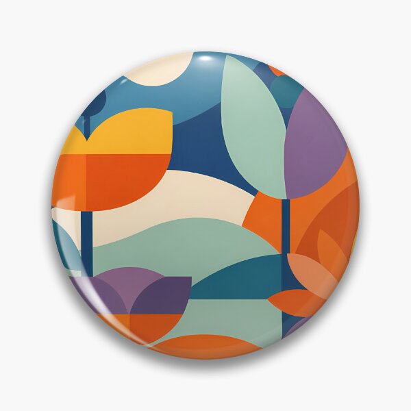 Item preview, Geometric Flower Garden in Retro Colours designed and sold by InkSmithery.