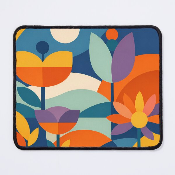 Item preview, Geometric Flower Garden in Retro Colours designed and sold by InkSmithery.