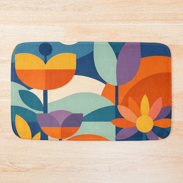 Item preview, Geometric Flower Garden in Retro Colours designed and sold by InkSmithery.