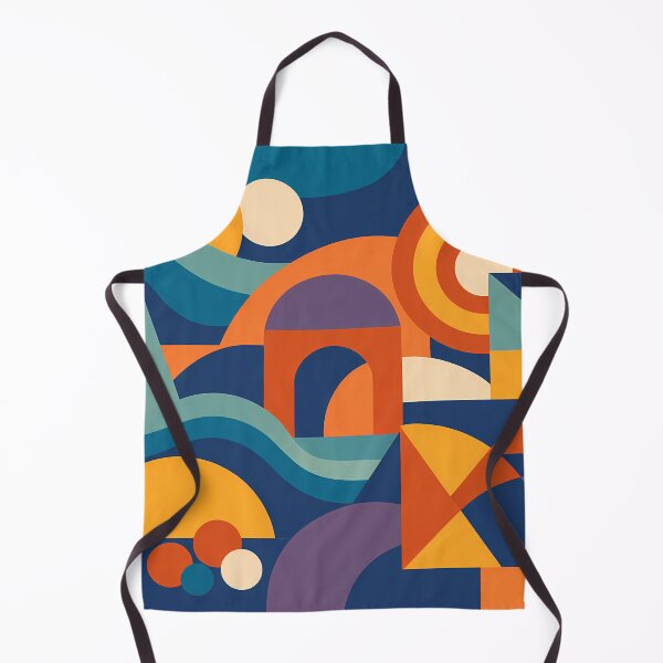 Item preview, Groovy Wavy Geometric Shapes in Navy and Orange designed and sold by InkSmithery.