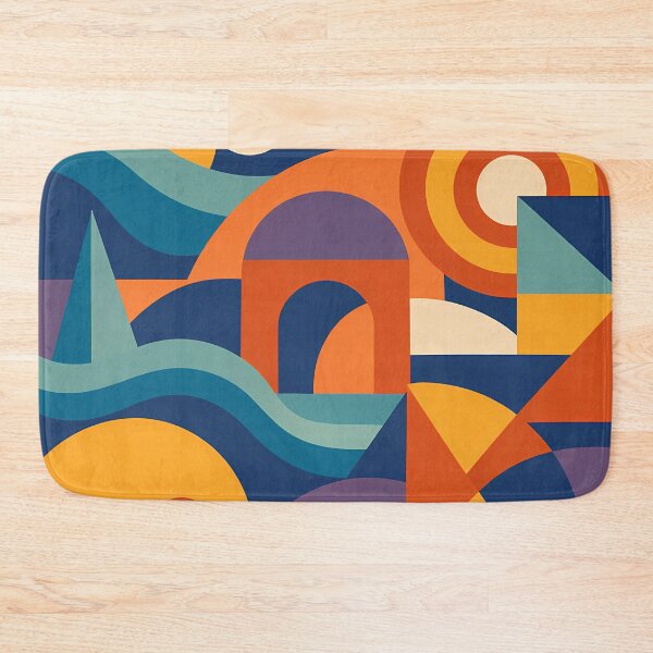 Item preview, Groovy Wavy Geometric Shapes in Navy and Orange designed and sold by InkSmithery.