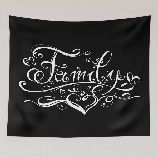 Item preview, Family tattoo lettering with hearts. Tattoo Style. designed and sold by Christine Krahl.