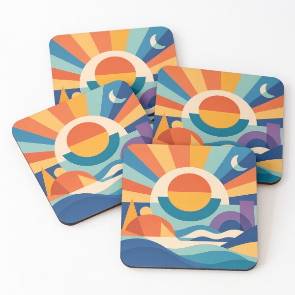 Item preview, Geometric Sun and Moon Festival Landscape designed and sold by InkSmithery.