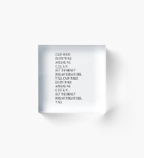 C.R.E.A.M. WU TANG CLAN HIP HOP CLASSIC LYRIC MUSIC Acrylic Block