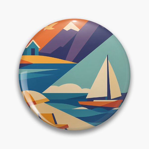 Item preview, Minimal Coastal Yacht and Lighthouse Scene designed and sold by InkSmithery.