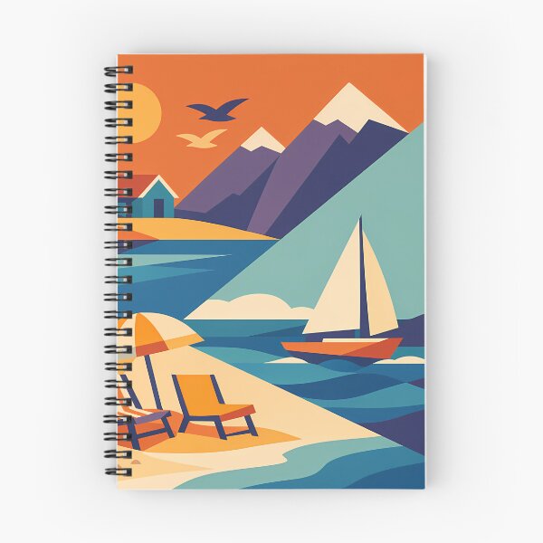 Item preview, Minimal Coastal Yacht and Lighthouse Scene designed and sold by InkSmithery.