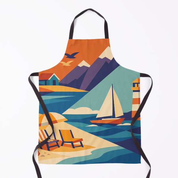 Item preview, Minimal Coastal Yacht and Lighthouse Scene designed and sold by InkSmithery.