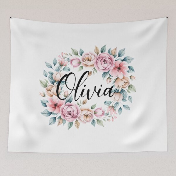 Item preview, Olivia Floral Name Watercolor Boho Personalized Design designed and sold by ArcticFoxStudio.