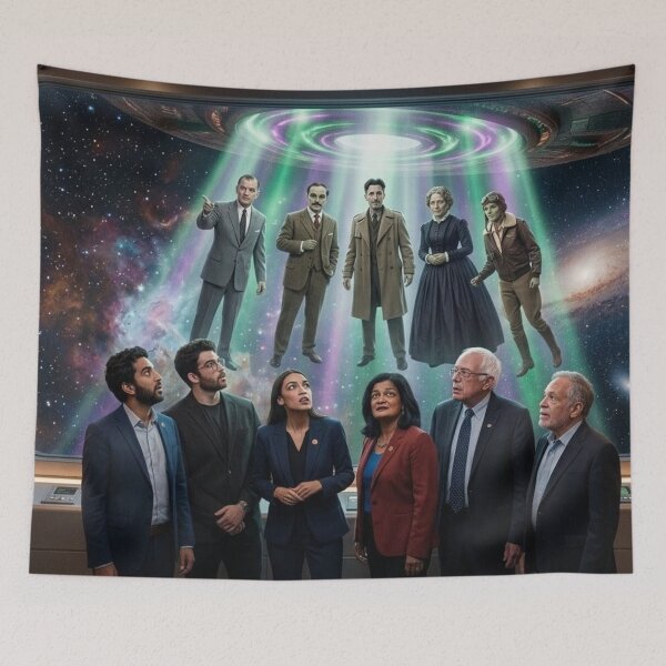 Item preview, Galaxy Universe Spaceship Alien Abduction: Political and Historical Figures designed and sold by Uniqueartai.