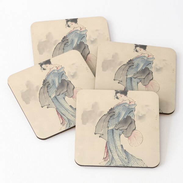 Item preview, Woman In Kimono With Fan | Japanese Art designed and sold by GammaRay.