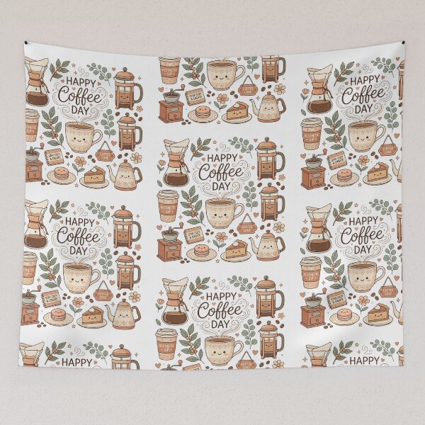 Item preview, Cozy Kawaii Coffee Day Doodle - Cute Cafe Aesthetic Graphic designed and sold by LunaVales.