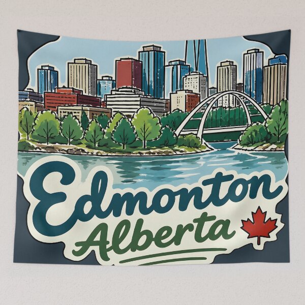 Item preview, Edmonton Alberta Canada Watercolor Skyline Cute Cityscape  designed and sold by HowToCanadian.
