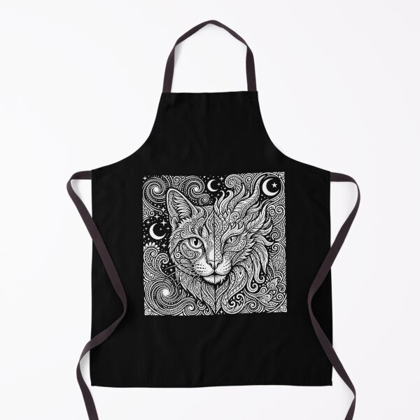 Item preview, Dual Nature - Mystic Cat and Dragon Hybrid Psychedelic Line Art designed and sold by KINKDesign.