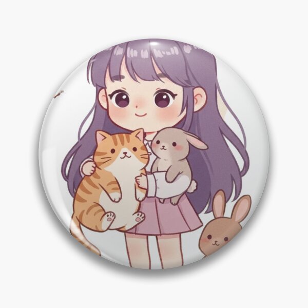 Item preview, Cute Anime Girl with Cat and Bunnies designed and sold by blossomfun.