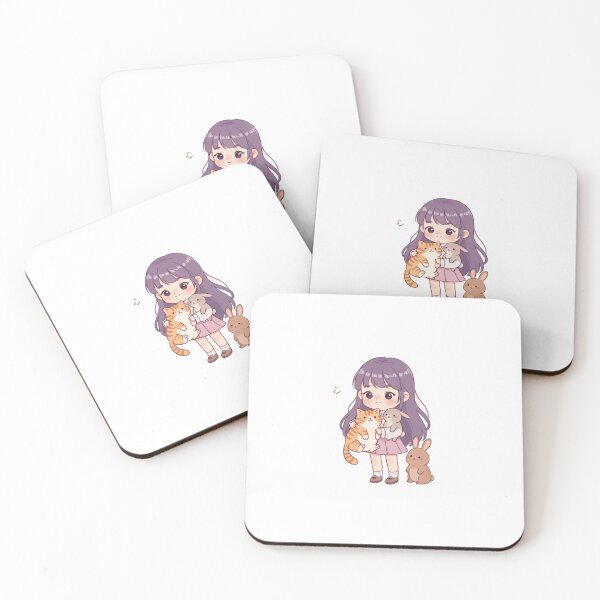 Item preview, Cute Anime Girl with Cat and Bunnies designed and sold by blossomfun.