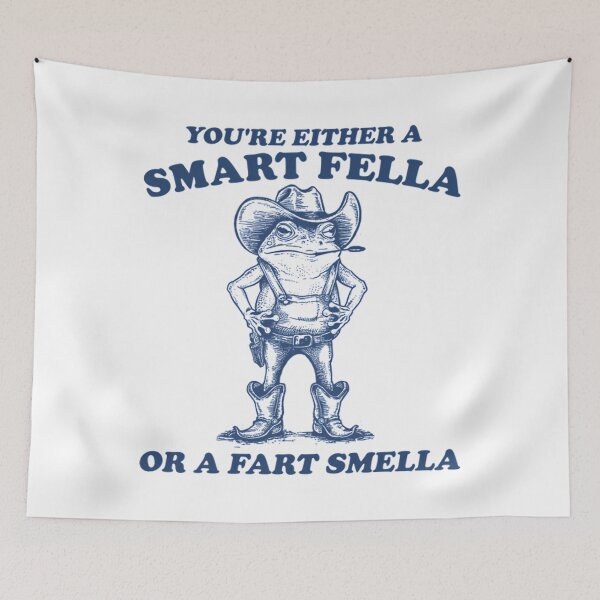 Item preview, Smart Fella Or Fart Smella Funny Cowboy Frog Vintage Meme designed and sold by CCChillingfrog.