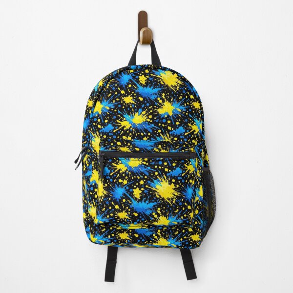 Item preview, splashes of blue and yellow ink on a black background designed and sold by elopezstock.
