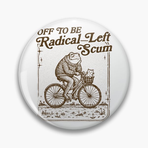 Item preview, Off To Be Radical Left Scum Funny Frog Bicycle Vintage Meme designed and sold by CCChillingfrog.