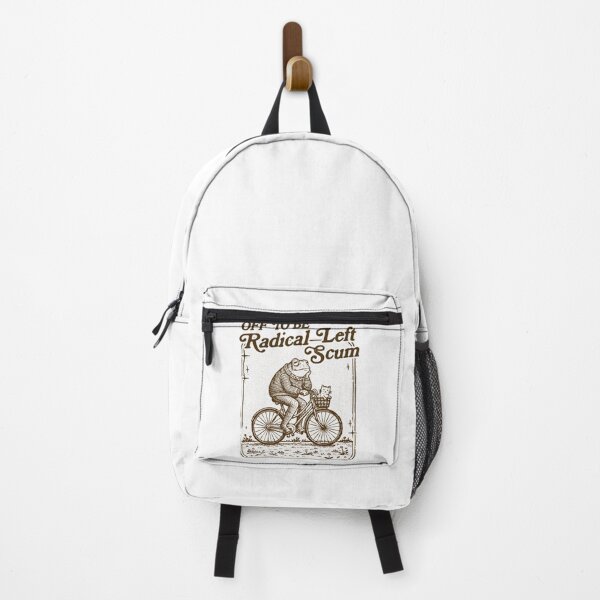 Item preview, Off To Be Radical Left Scum Funny Frog Bicycle Vintage Meme designed and sold by CCChillingfrog.