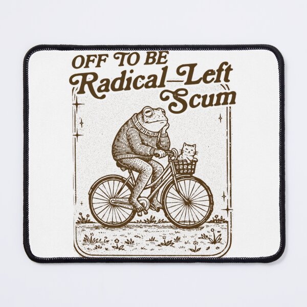 Item preview, Off To Be Radical Left Scum Funny Frog Bicycle Vintage Meme designed and sold by CCChillingfrog.