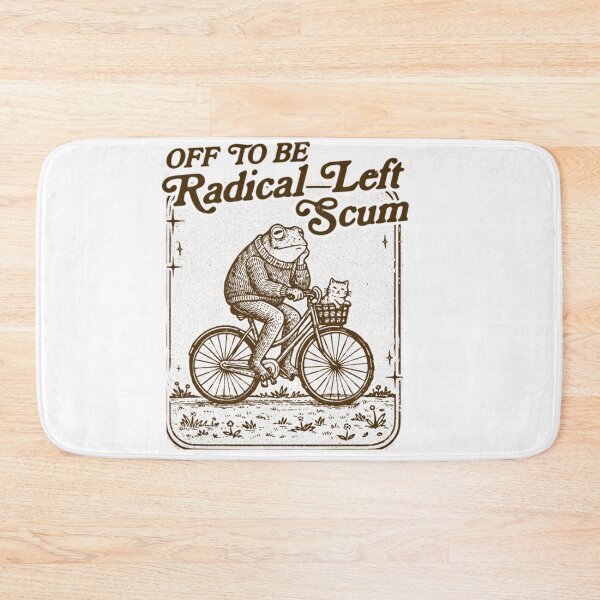 Item preview, Off To Be Radical Left Scum Funny Frog Bicycle Vintage Meme designed and sold by CCChillingfrog.