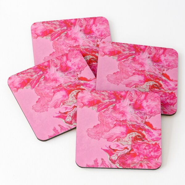 Item preview, Pink and silver fluid abstract art painting designed and sold by DardinieDesigns.