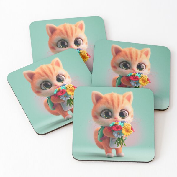 Item preview, A cute cat with a backpack and a bouquet of flowers designed and sold by PigmentPixel.