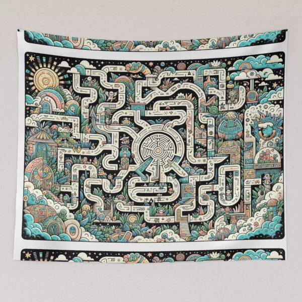 Item preview, Whimsical Cosmic Maze Illustration designed and sold by EchoWave11.