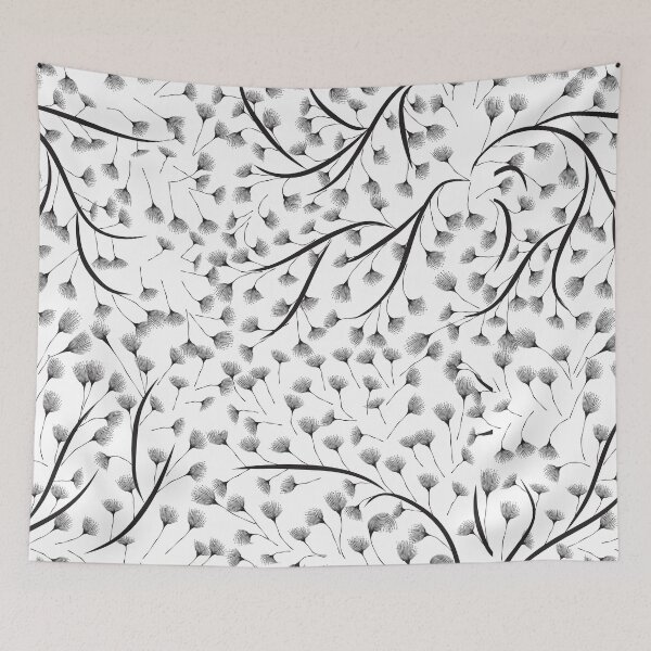 Item preview, Albizia Breeze - Minimalist Black and White Botanical Line Art Pattern designed and sold by KINKDesign.
